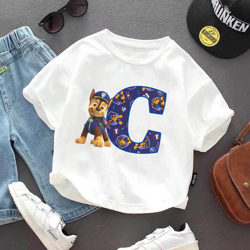 Paw Patrol Children's Short-Sleeve T-Shirt Cartoon Print Girls' Summer Casual Round Neck Top Children's Birthday Gift