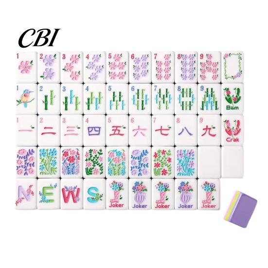Clear Markings Mahjong Tiles 160Pcs American Set, 4 Layer Engraved Acrylic Kit, Mah Jongg Tabletop Game for Family Night, Travel 160 Pieces Tile F
