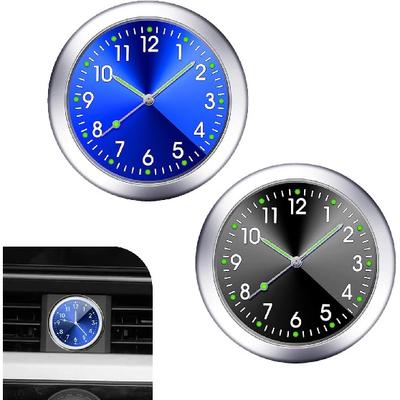 2 Stück Mini-Autouhr, Aufklebbare leuchtende winzige Auto-Lüftungsschlitz-Uhren, Mini-Auto-Uhr für Armaturenbrett, Universelles dekoratives Zubehör für Fahrrad, Zuhause, Boot