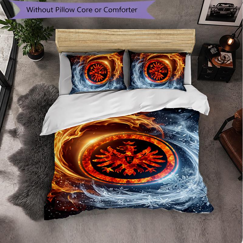 Eintracht Frankfurt Calcio Set Biancheria da Letto 3 Pezzi Morbido Copripiumino con Federe Set Decorazione Camera da Letto per la Casa