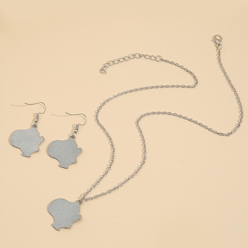 Santa Claus Pendant Earrings & Necklace Set: Festive Women's Jewelry