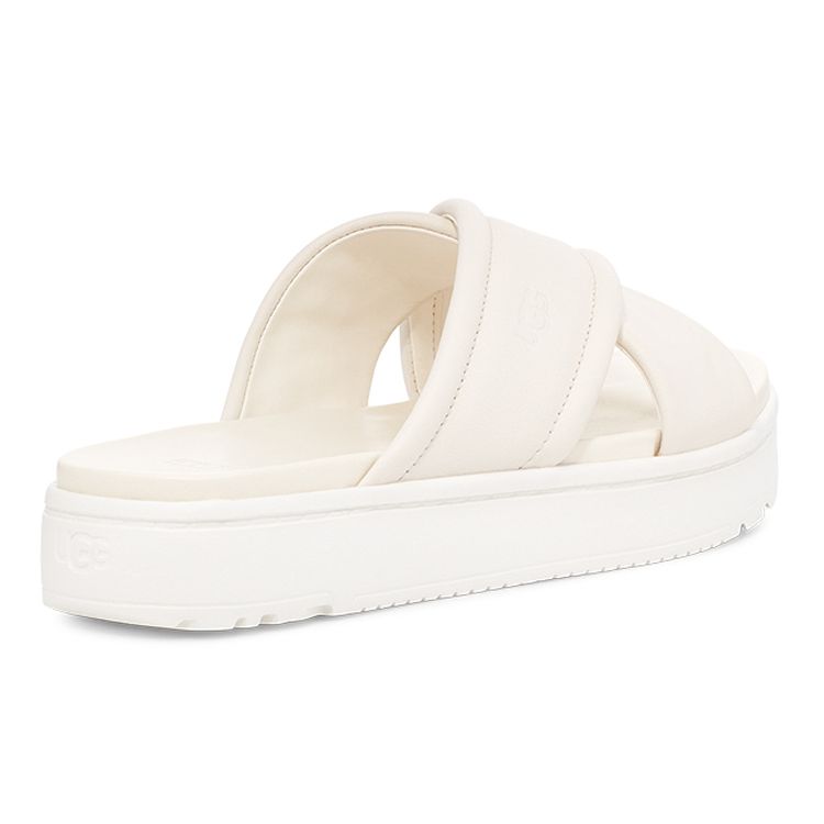 UGG Comfortable Leather Cross Slide Slippers Women slippers White 1128635-JLTH