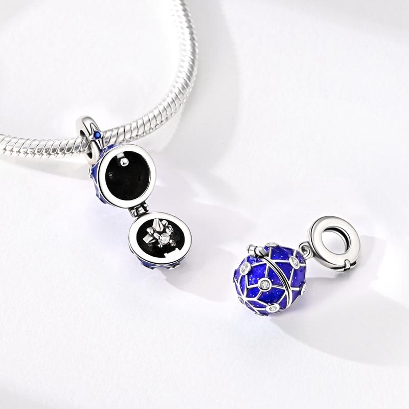 Original 925 Sterling Silver Bead Charms Dark Blue Easter Egg Pendant Fit Original Bracelet Necklace For Women DIY Jewelry Gift