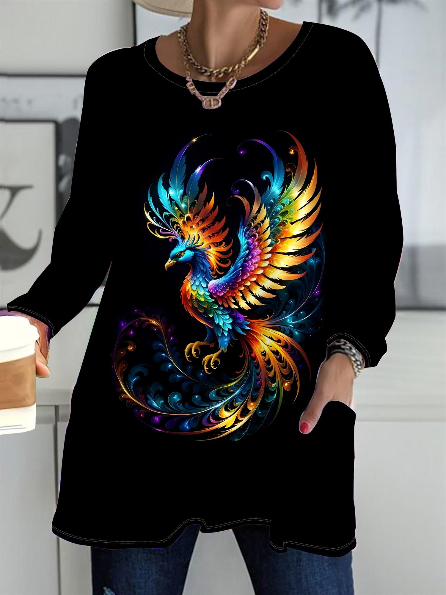 

Осень-Зима 2025 Новые Женские Топы Большого Размера, Модные Футболки с 3D-принтом цветов, с Круглым Вырезом и Длинным Рукавом 6XL серый