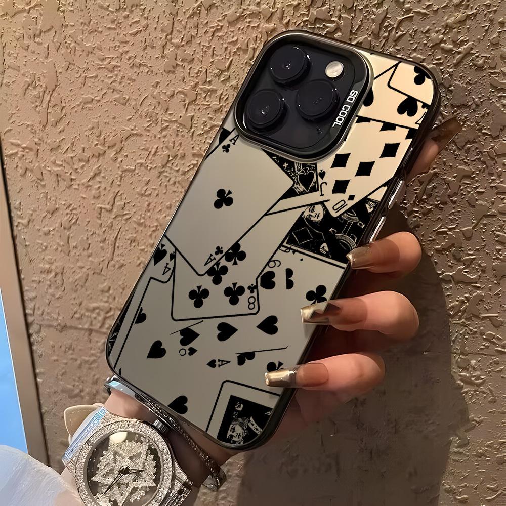 Black and white poker element collage pattern phone case For iPhone 11 12 13 14 15 16 17 XS XR X 12 13 Plus Pro Max SE series