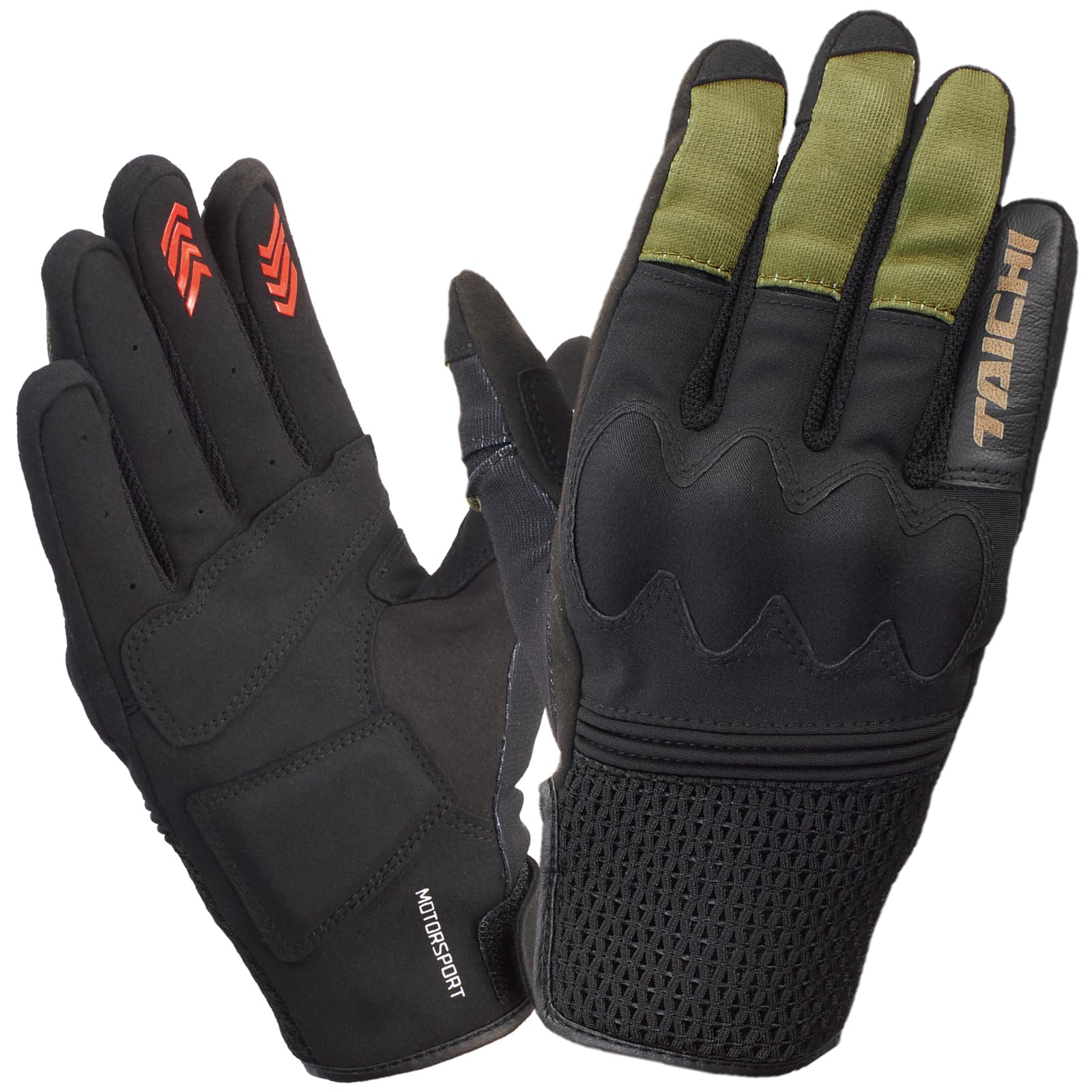 

RS TAICHI Bolt Air RST470 Breathable Mesh Riding Gloves for Spring and Touchscreen Protector Women s Gloves, Black/Khaki WL, Summer, Compatible,