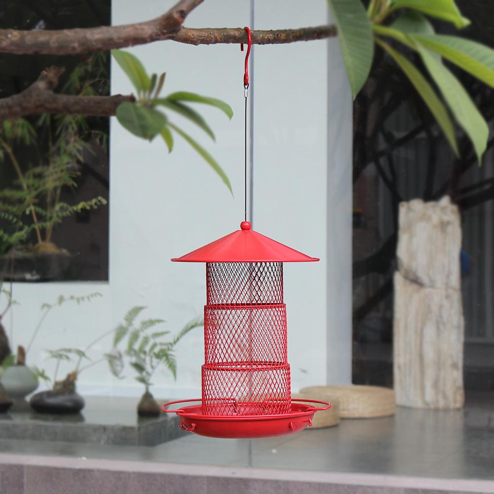 Outdoor Hanging Multi-Layer Squirrel-Proof Hummingbird Wrought Iron Bird Feeder