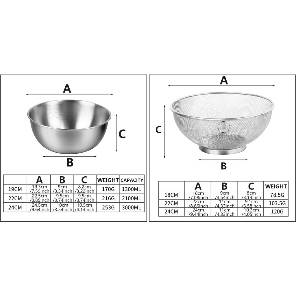 Nerezové sítko s mísou na míchání Víceúčelový kuchyňský koš na mytí zeleniny ovoce nebo cezení těstovin