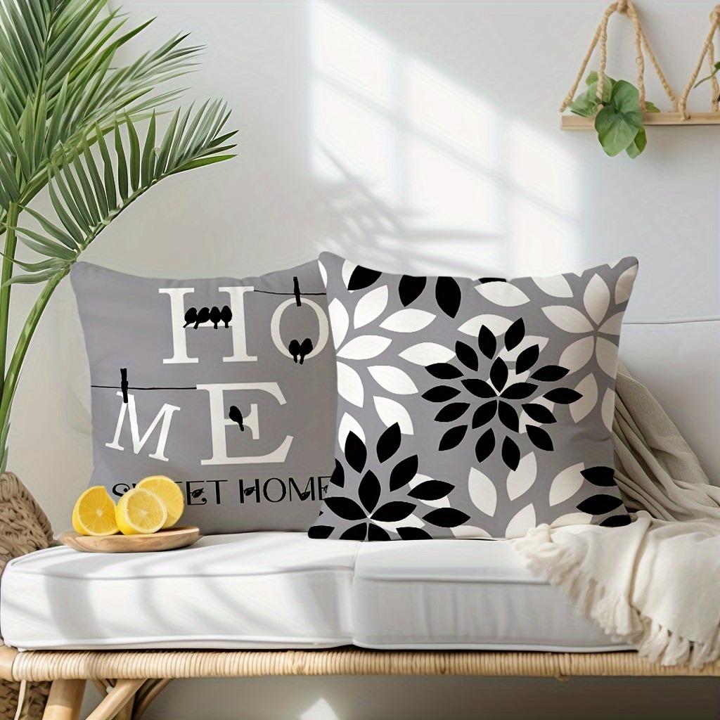 Fashionable and Simple Black and White Gray Geometric Pattern Printing Pillowcase Sofa Cushion Cover Home Room Decoration