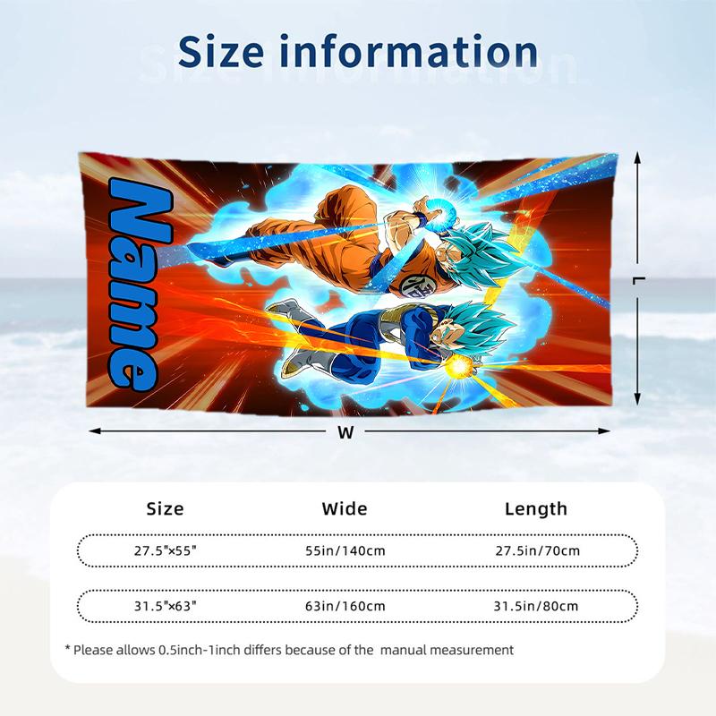 Dragon Ball Custom Name Printed Beach Towel Personalized Soft Towel For Swimming Beach Travel