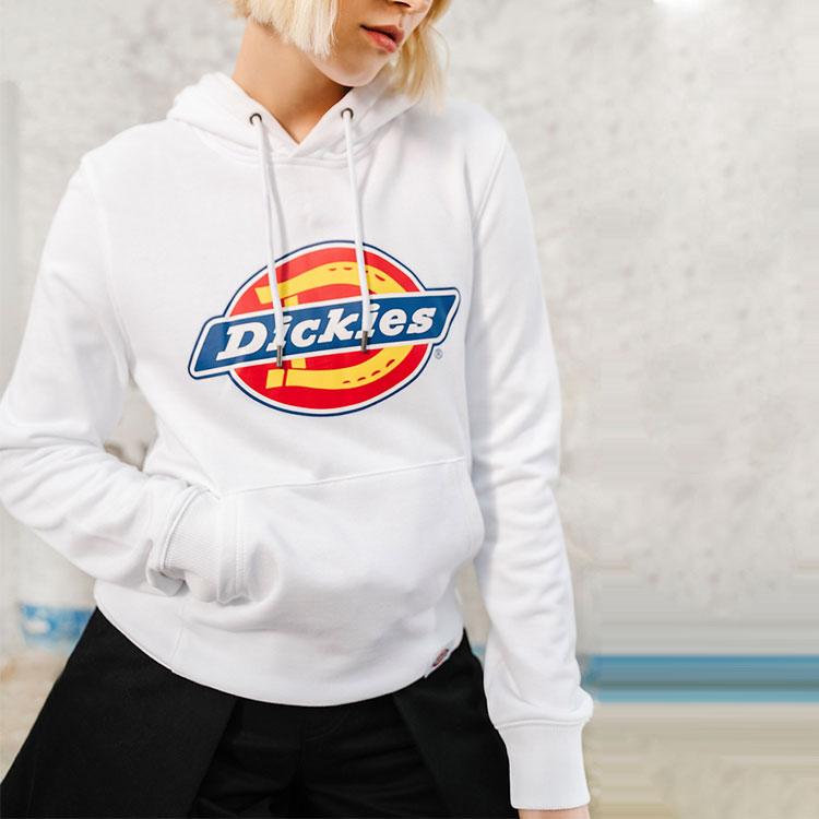 Dickies Large Logo Printed Hooded Sweatshirt Women sweatshirt White DK008809C4D