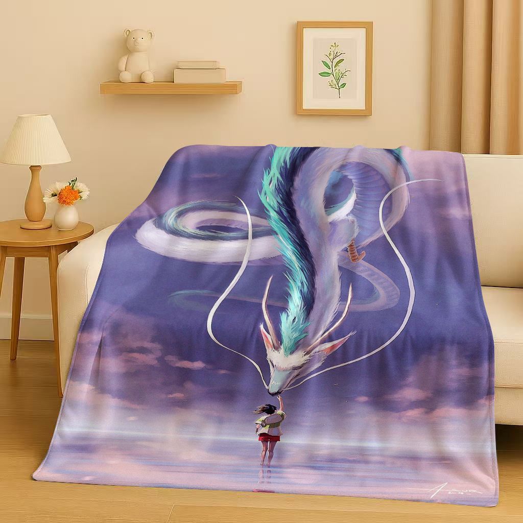 3D Retro Cartoon Spirited Away No Face Man Flannel Blanket,Ultra Soft Warm Plush Throw for Home Bedroom Bed Sofa Cover Kid Gift