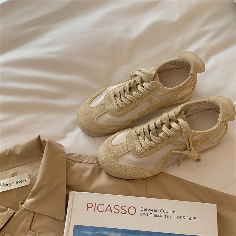 Winogronowa matka ten sam styl retro modne dopasowanie kolorów sznurowane casualowy styl wszechstronne buty treningowe moralne damskie sportowe małe białe buty