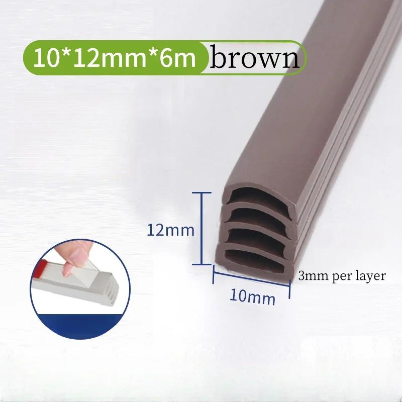 6m Door & Window Soundproof & Anti-Collision Sealing Strip, Porous Design, Windproof & Thermal Insulation. Adjustable Thickness