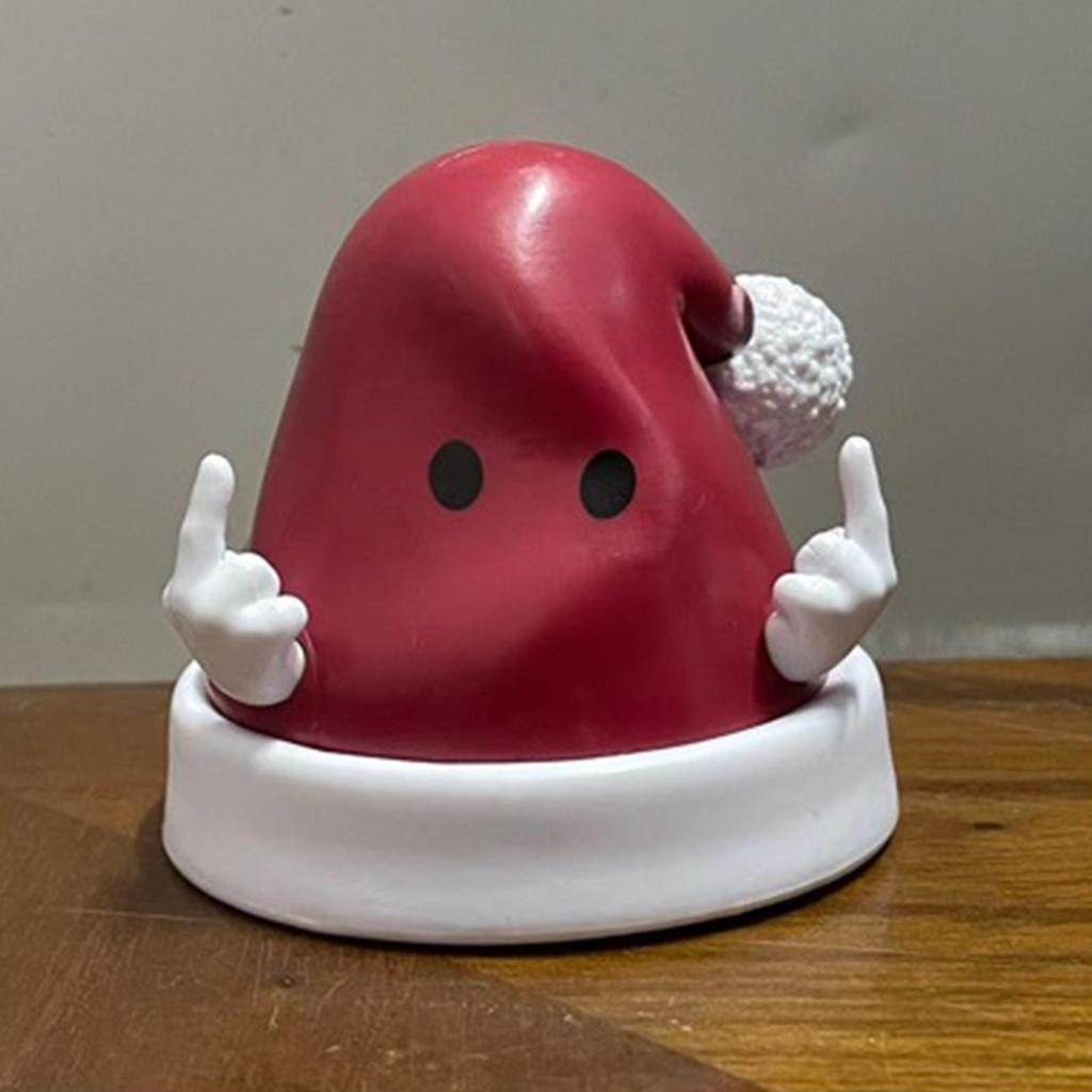 Christmas Table Figurines Santa Hat Shape Desktop Figurines Santa Hat Desktop Sculpture For Living Room Shelf Table Study