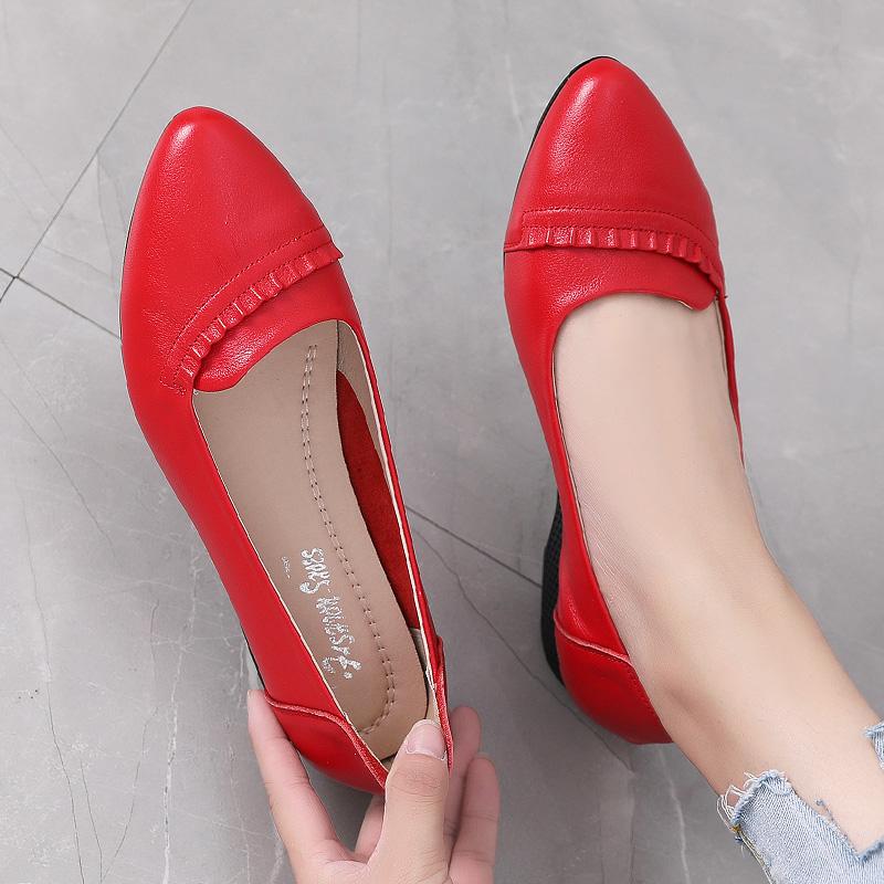 Women Shoes Casual Genuine Leather Spring 2025 New Soft-soled Lightweight Mother Shoes Large Size 35-43 Flat Shoes For Ladies