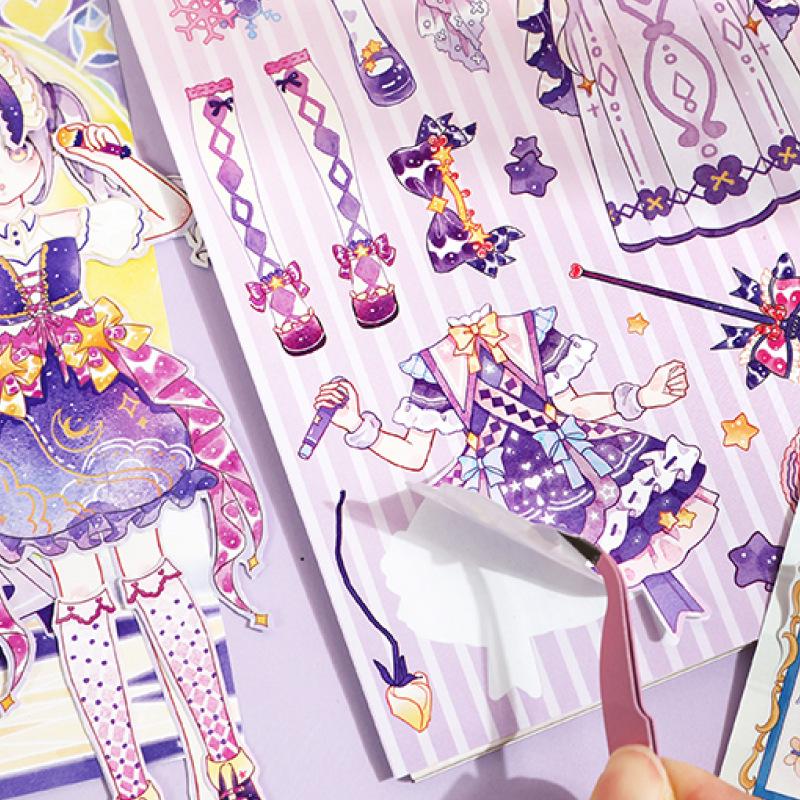 Cartea cu autocolante pentru machiaj și îmbrăcăminte Xinmo Princess pentru fete