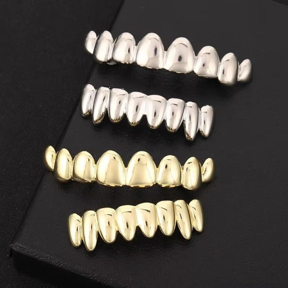 Anti Slip Teeth Grillz Caps Glossy Finish Teeth Jewelry Classic Teeth Grillz Top Bottom Set  Events