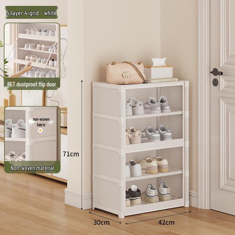 Sturdy Multi-layer Shoe Rack with Dustproof Transparent Shelves, Ideal for Home or Dorm.