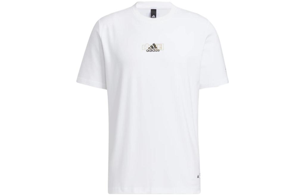 adidas T Shirts Men's White Crew Neck Moderate Straight Fit HS4385
