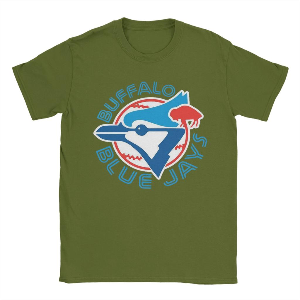 Vintage Buffalo BlueJaysBird T Shirts for Unisex Pure Cotton Vintage TShirt Round Collar Tee Shirt Short Sleeve Clothing Gift