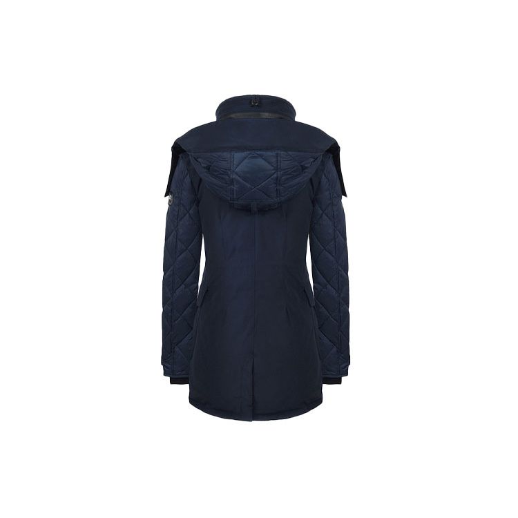 Canada Goose Elwin Series Black Label Warm Mid-Length Hooded White Goose Down Jacket Winter Women outerwear Navy-Blue 3205LB-646