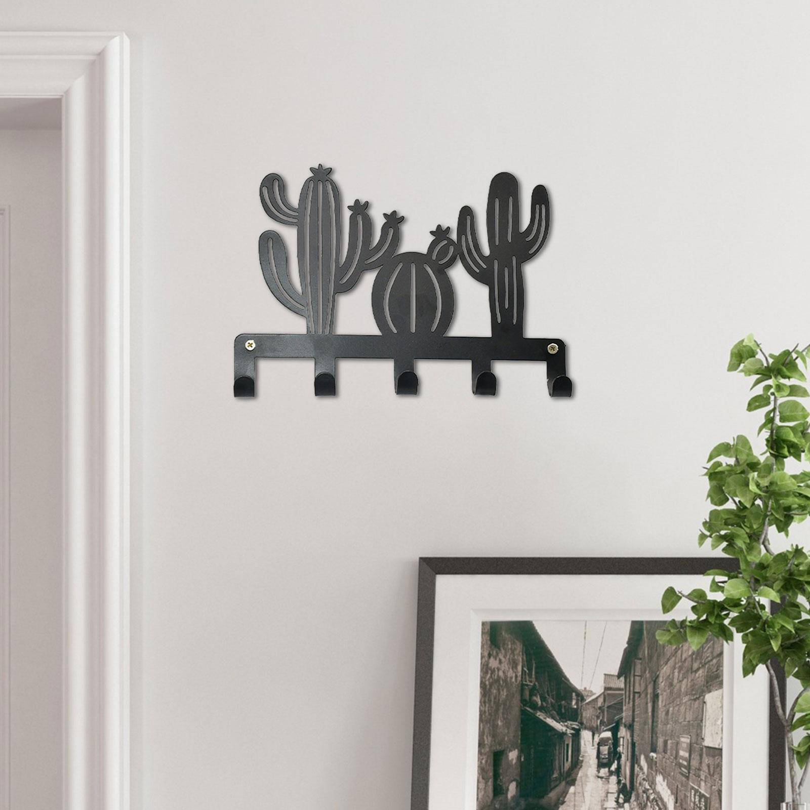 

Металлический Настенный Художественный Декор Черный с Крючками Ретро Декоративный Минималистичный Железный Украшенный Знак для 24.5x2x17.5cm_cactus
