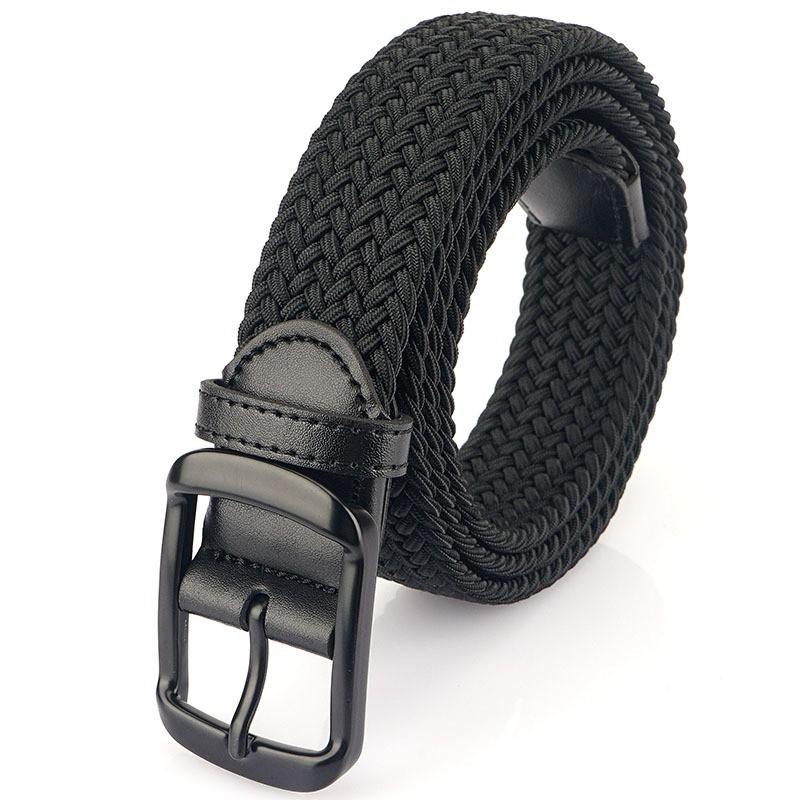 Pin Buckle Men's Knitted Waist Belt Wide Canvas Non-porous Middle-aged Silk Elastic Trousers