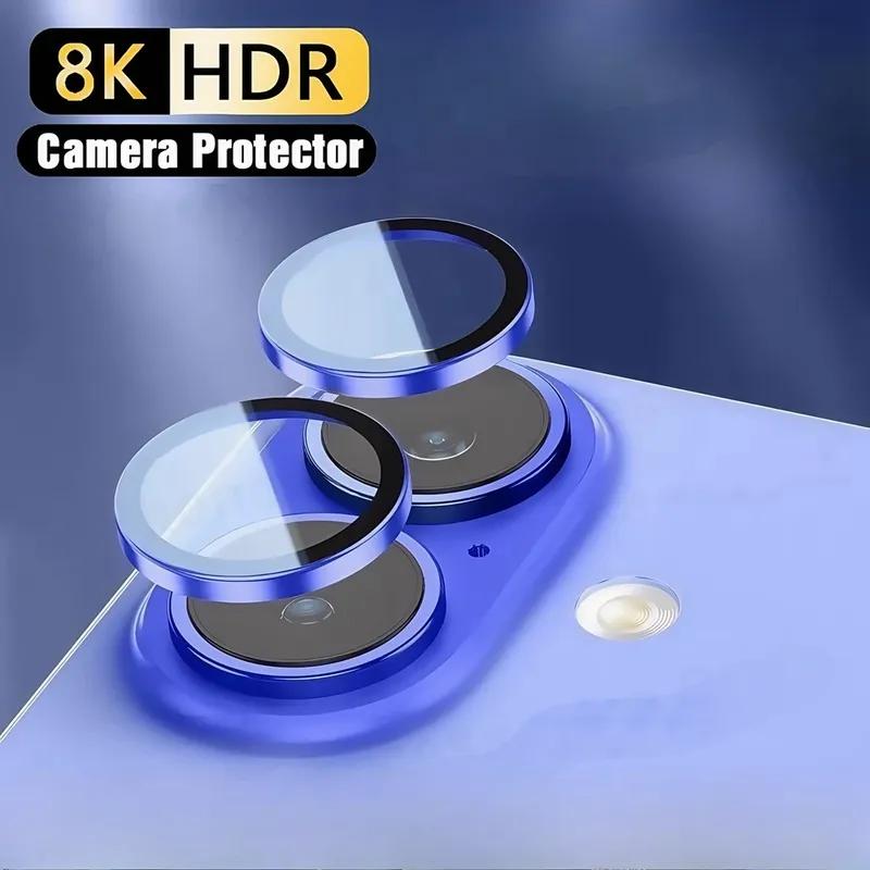 Aluminum Metal Ring Camera Protector For iPhone 17 17Air Rear Lens Tempered Glass Cover For iPhone 16 16Plus Lens Protective Cap