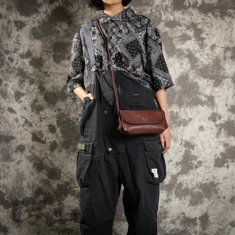 Johnature Ručne vyrábaná dámska taška z retro mäkkej hovädzej kože Jednoduchá jednofarebná taška cez rameno Ladies Small Messenger Bag