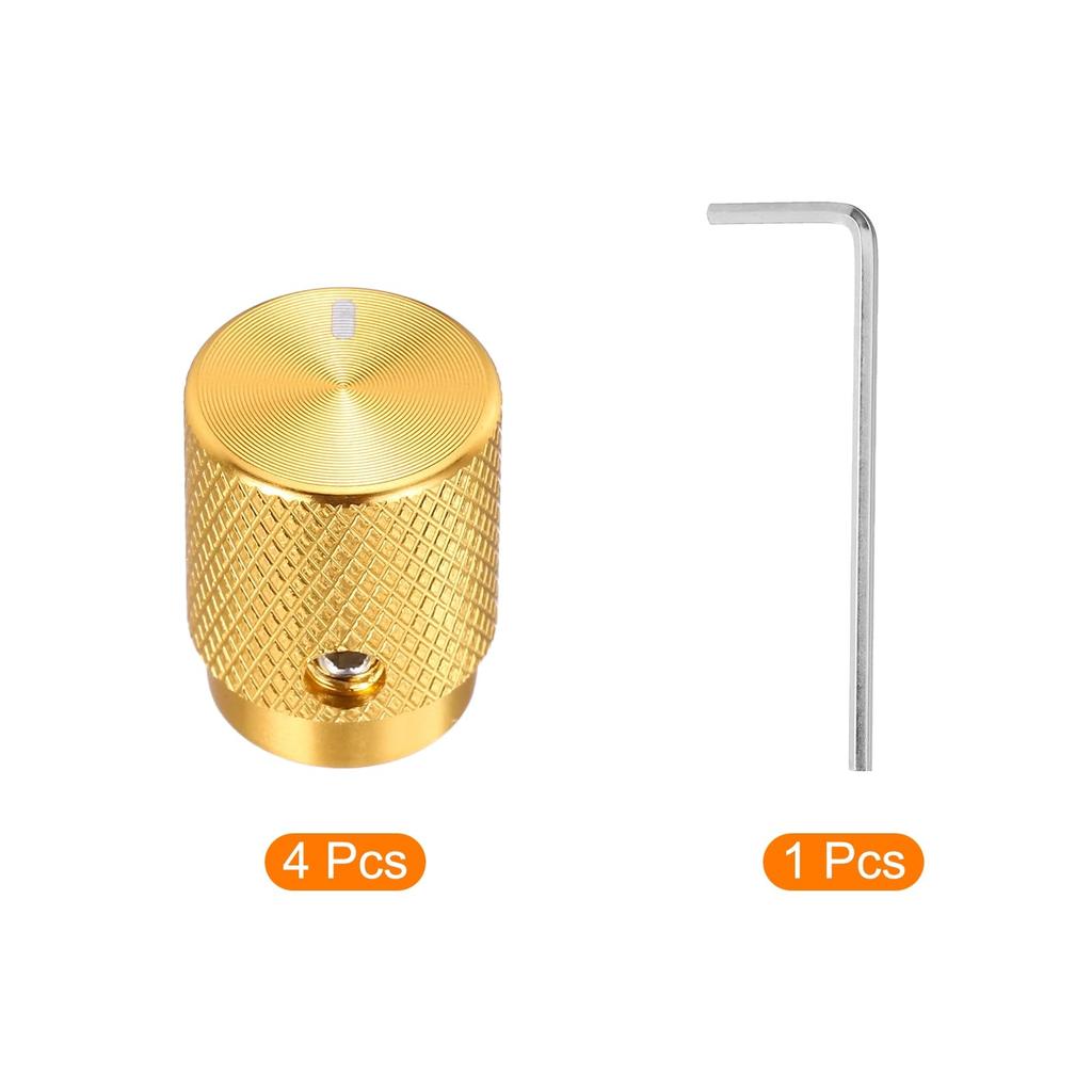 uxcell Aluminum Potentiometer Inner Diameter x Outer Diameter x Universal Volume Tone Control Knobs for Guitar and Oval Gold Finish 4-Pack Knobs, 1/4"
