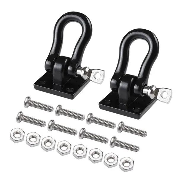 8X Metal Climbing Trailer Tow Hook Hooks Buckle, Winch Shackles Accessory For 1/10 Scale RC Crawler Truck D90 SCX10,Red Black
