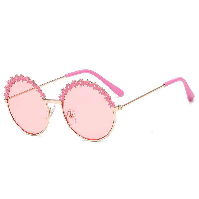 2026 Children's Activity Flower Glasses Fashion New Retro Round Metal Eyeframe Sunglasses