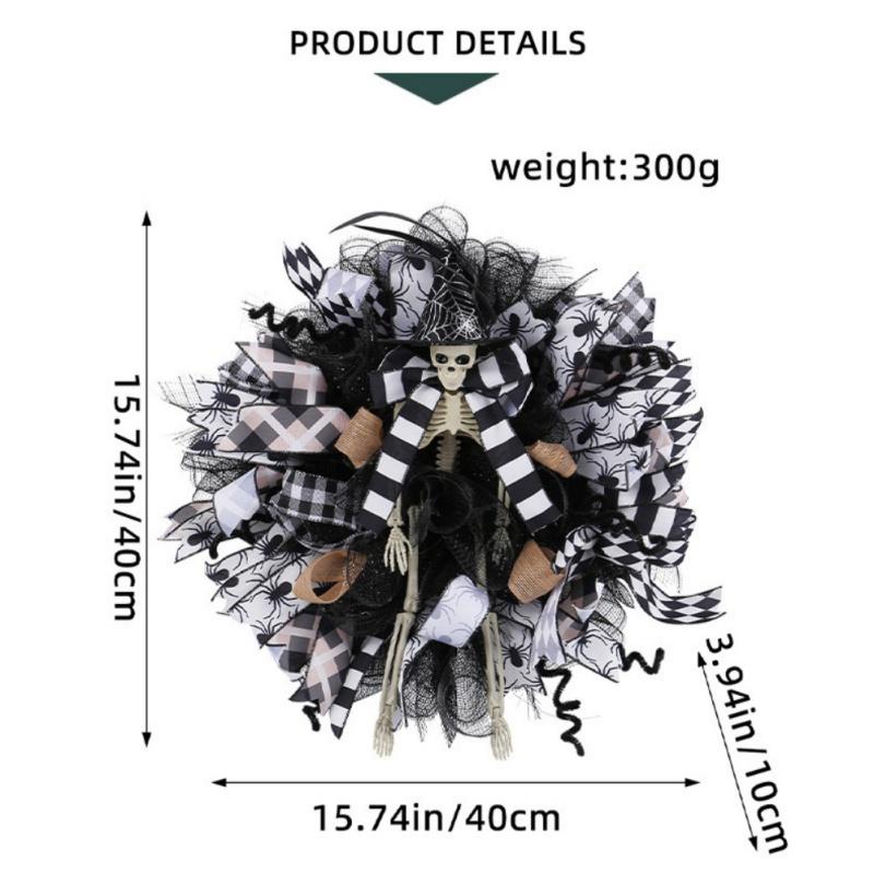 Halloween Black Crow Horror Wreath Creative Purple Rose Simulation Rattan Garland Door Hanging Decorations
