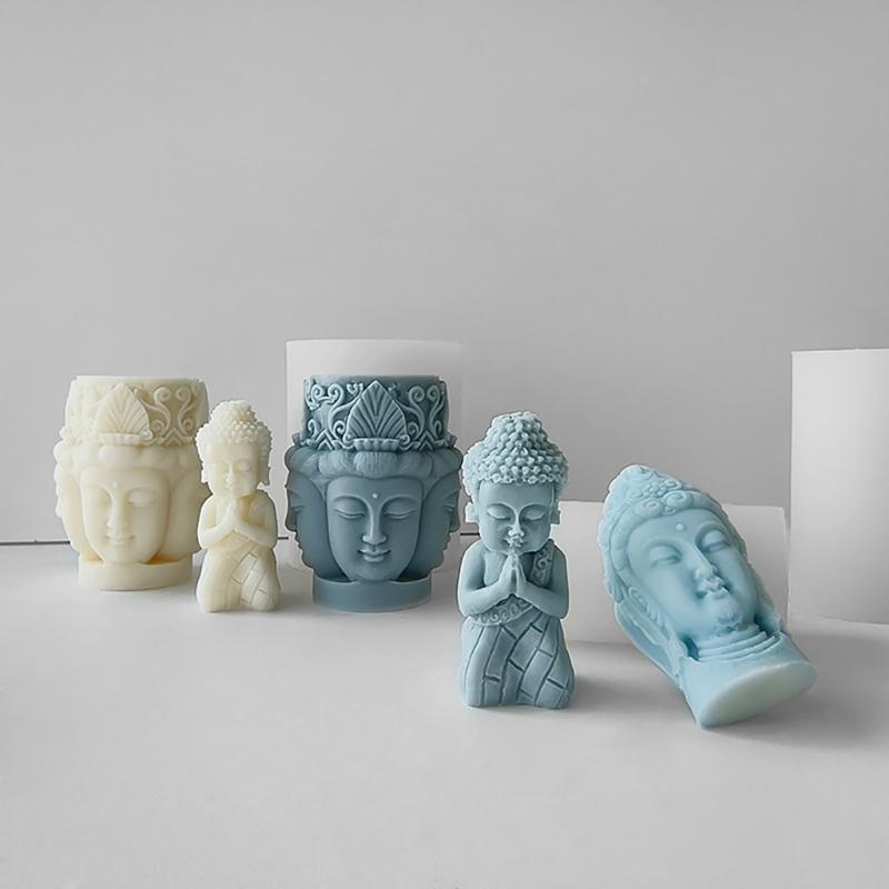 Soška Buddhy Svíčka Silikonová forma 3D postava Aromaterapie Sádrové formy Ručně vyráběné Mýdlo Pryskyřice Formička DIY Dort Čokoláda