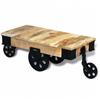 Day and Night - Day and Night Coffee Table with Wheels Made of Rough Mango Wood
