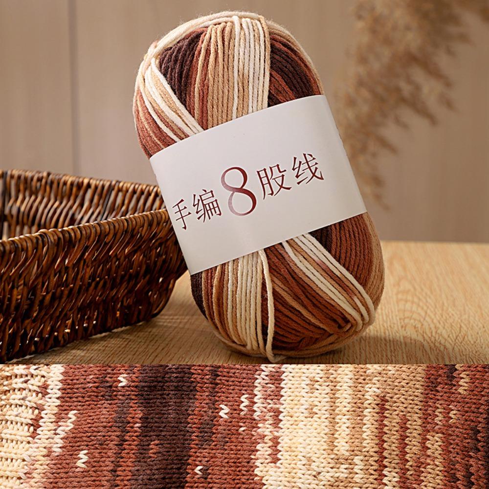 8 Strands Hand Knitting Yarn DIY Multi-Color 8-Ply Crochet Yarn Rainbow Segment Coarse Yarn Hand-Dyed Yarn Crochet Projects