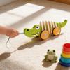 Holz-Ziehspielzeug Froschfamilie für Kleinkinder Kinder Baby Jungen Mädchen Lernen Aktives Spielen