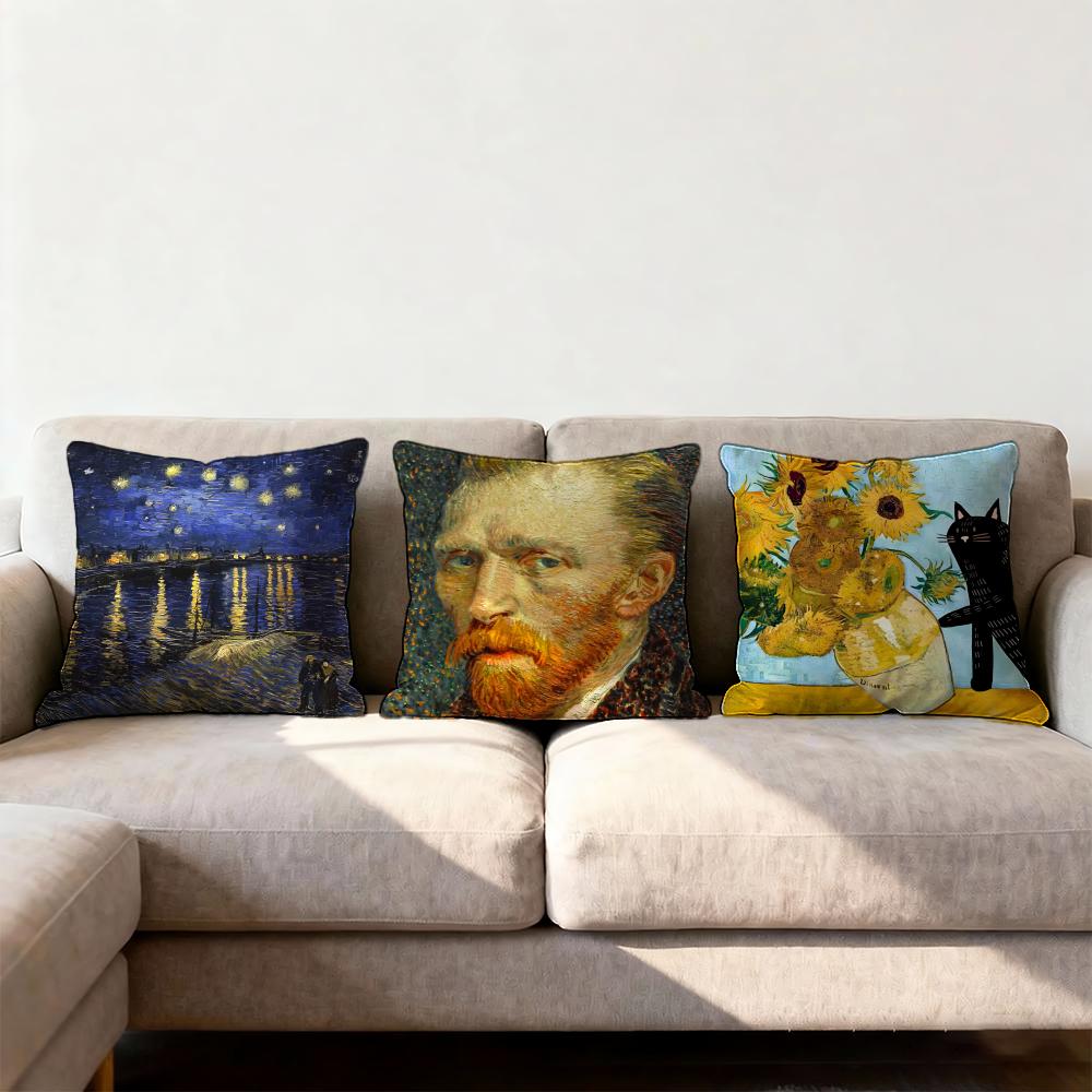 Vincent Van Gogh Cushion Cover Premium Comfort Reversible Pillow Cove -Two In One Design for Any Room & Car Interior