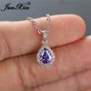 Multicolor Crystal Water Drop Stone Pendant Green Red Blue Zircon Necklaces For Women White Gold Colorful Pear Cz Wedding Choker
