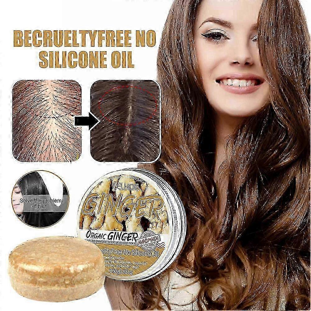 3pcs Organic Ginger Shampoo Bar Anti Hair Loss Shmpoo Soap Hair Growth Care Damage Repair Soap~A