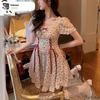 Floral Print Dress, Summer , With Puff Sleeves And A Butterfly Princess, Flared Skirt.