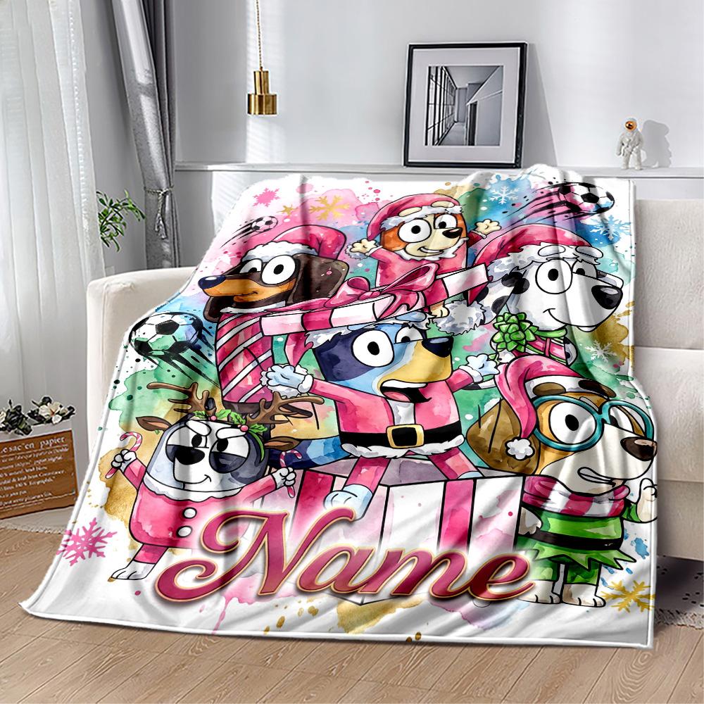 Soccer Fun Bluey Customize Text Blanket Throw Customizable Blanket Soft & Cozy Suitable for Bed Home Decor Couch Office Ideal for All Seasons