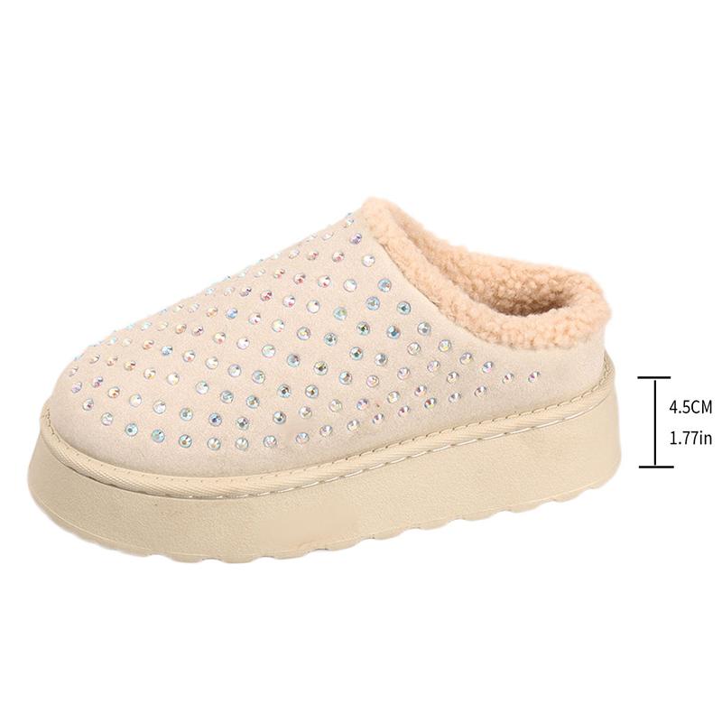 Platform Plush Slippers Women 2025 Warm Non Slip Winter Cotton Shoes Woman Thick Sole Fluffy Snow Boots Female