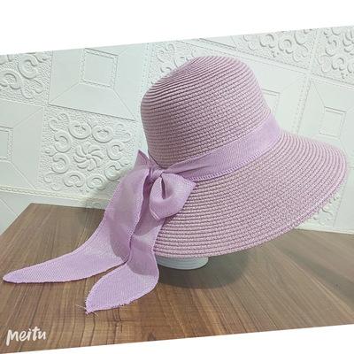 Straw Hat Women's Summer Sun Protection Big Brim Outdoor Sun Hat Shade Beach Hat Children's Seaside Top Hat Tide Big Brim