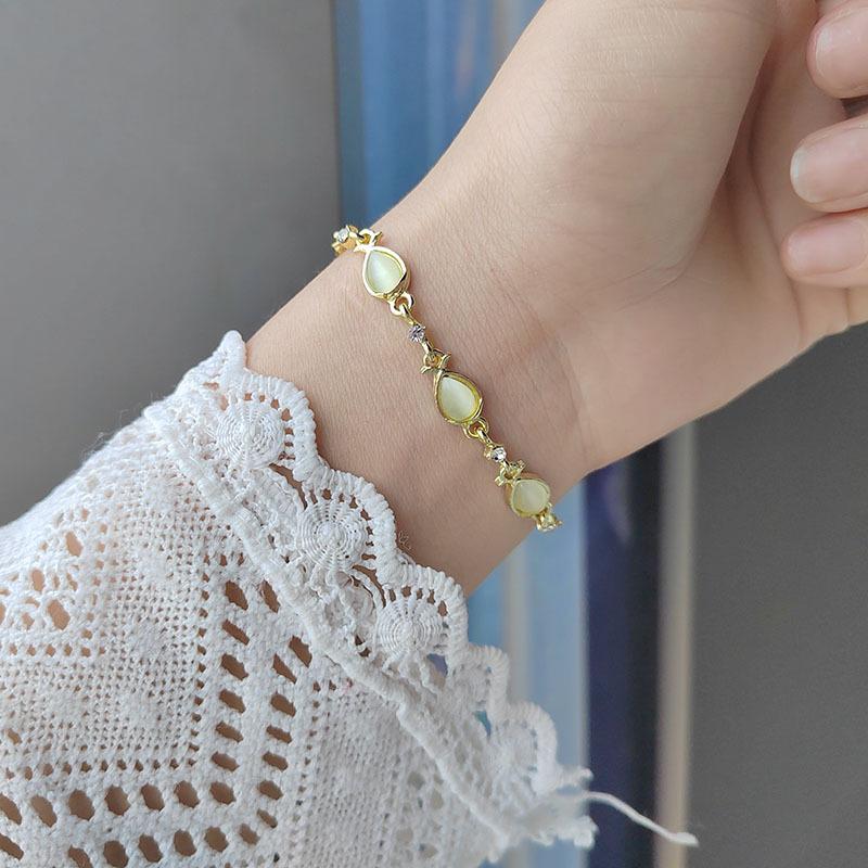 Elegant Inlaid Rhinestone Korean Bracelets Gold Colour Flower Charm Bracelet For Women Fashion Jewelry Accessories Party