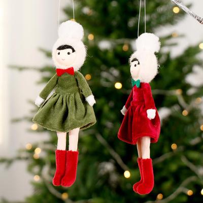 Pingente de Boneca de Natal Enfeite Pendurado com Cordão Fácil de Pendurar Brinquedo de Pelúcia
