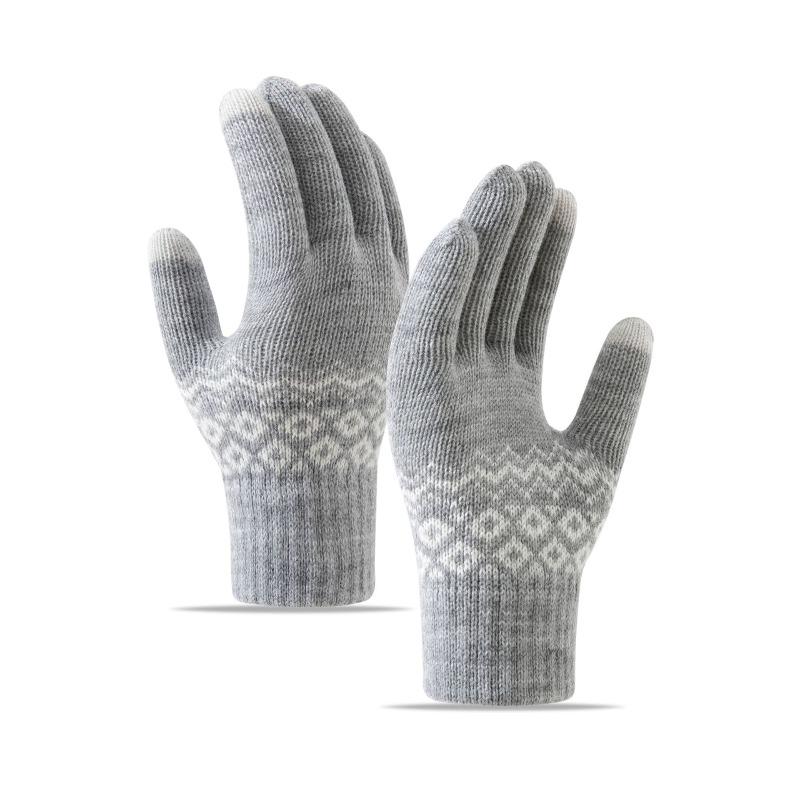 Gloves Women's Winter Velvet Thickened Korean Version Cold-proof Cute Riding Touch Screen Warm Wool Knitted Gloves