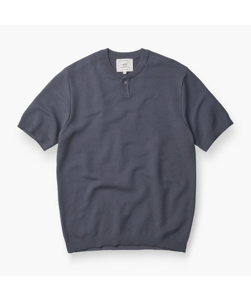 Henlikoteun Fine-Knit Henley Neck Short Sleeve Knit Ahwam26601Gyx