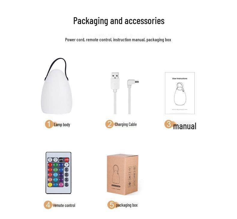 Portable Rechargeable Night Light: Cross-Border E-commerce Camping & Bedroom Table Lamp